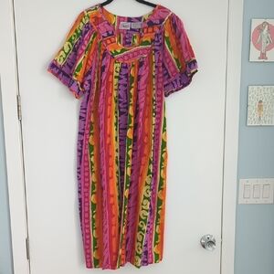 70sVTG Rainbow Mumu Shortsleeve Dress